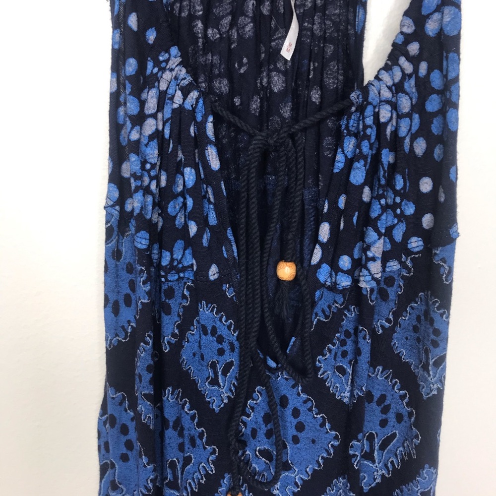Free People Blue Printed Sleeveless KeyHole Dress - Picture 3 of 6